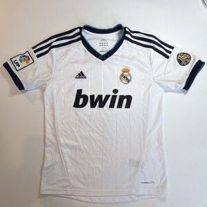 Youth adidas Real Madrid Bwin White Soccer Jersey with LFP & Club Patches